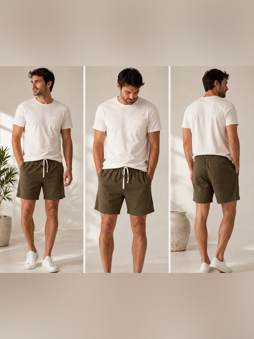 Buck Mason Olive Green Cotton Drawstring Lounge Shorts Small Casual Relaxed